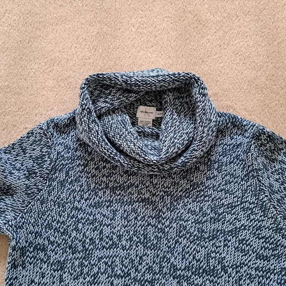 Calvin Klein Jeans Blue Sweater Chunky Knit Size Small Funnel Neck Long Sleeve - Picture 8 of 10